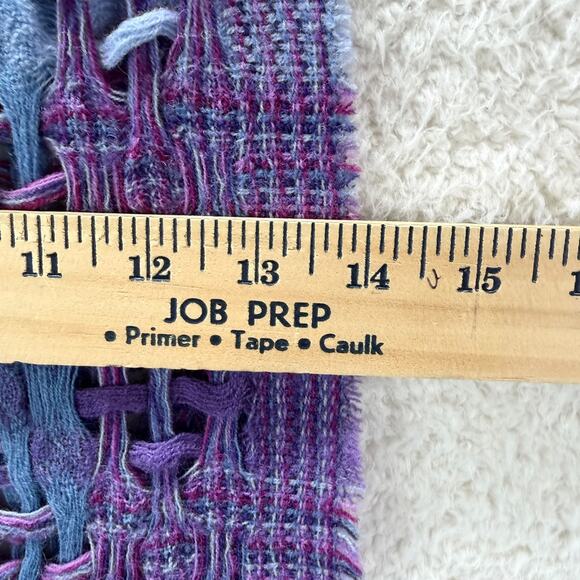 Suantrai of Ireland Open Scarf 1 Wool Purple Pink Colorful Tassels Winter Boho - Picture 5 of 7